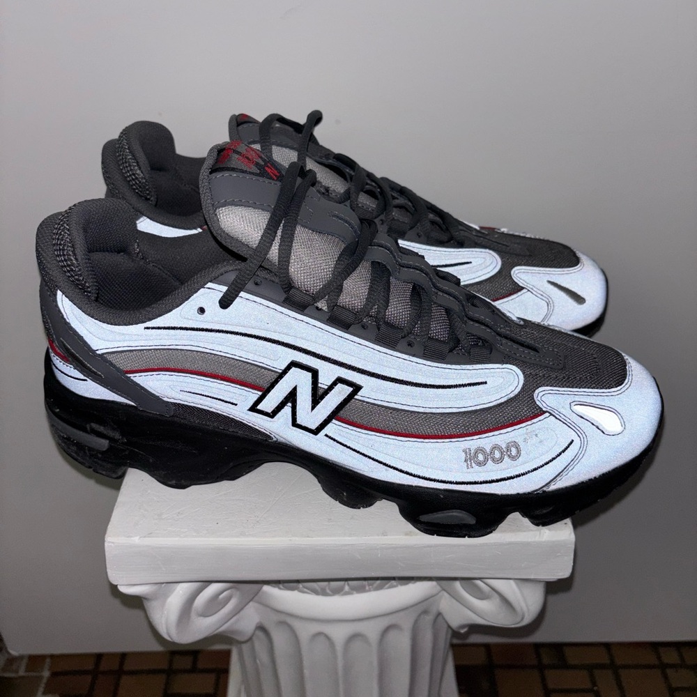 New Balance Black, White, and Red Sneakers